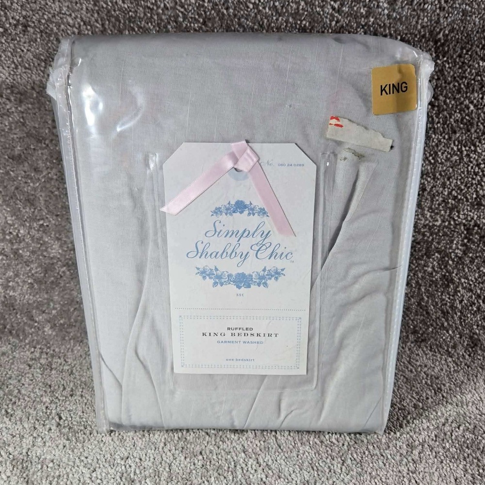 Simply Shabby Chic Bedskirt King Size Gray Ruffled Garment Washed